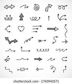 vector set of hand-drawn arrows