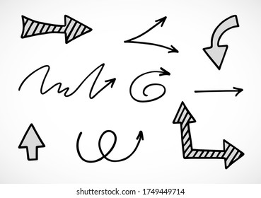 vector set of hand-drawn arrows