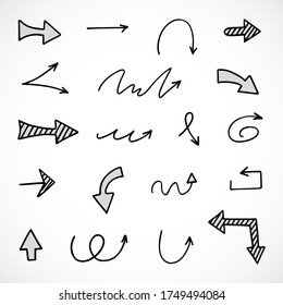 vector set of hand-drawn arrows