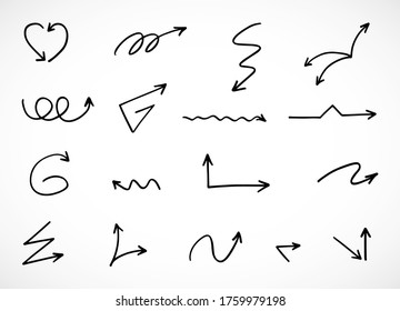 vector set of hand-drawn arrows
