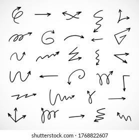 vector set of hand-drawn arrows
