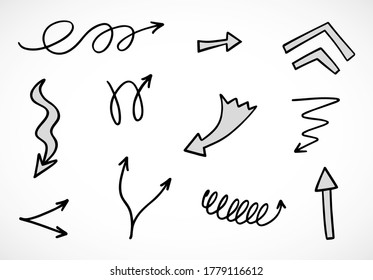 vector set of hand-drawn arrows
