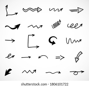 vector set of hand-drawn arrows