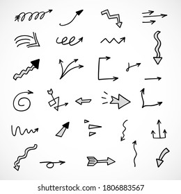 vector set of hand-drawn arrows