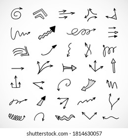 vector set of hand-drawn arrows