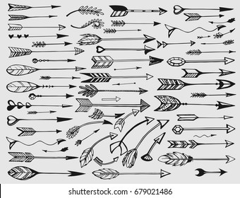 Vector set of hand-drawn arrows