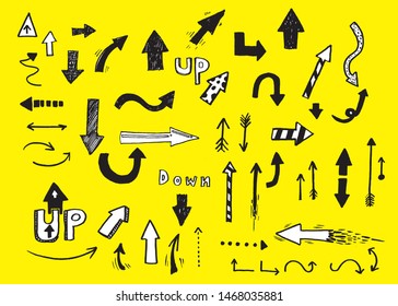 vector set of hand-drawn arrows,
Cute doodle arrows for graphic and web design