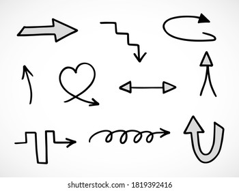 vector set of hand-drawn arrows, elements for presentation