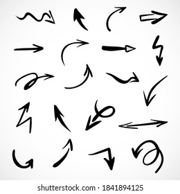 Ensemble d'images vectorielles de flèches dessinées à la main, éléments de présentation