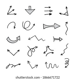 Vector set of hand-drawn arrows, elements for presentation