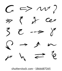 Vector set of hand-drawn arrows, elements for presentation