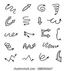 Vector set of hand-drawn arrows, elements for presentation