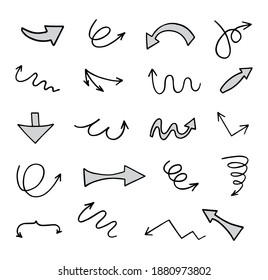 Vector set of hand-drawn arrows, elements for presentation