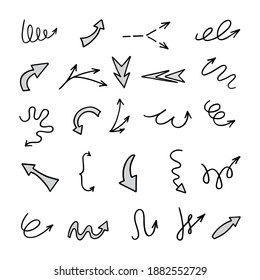 Vector set of hand-drawn arrows, elements for presentation
