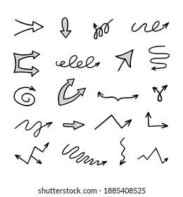 Vector set of hand-drawn arrows, elements for presentation