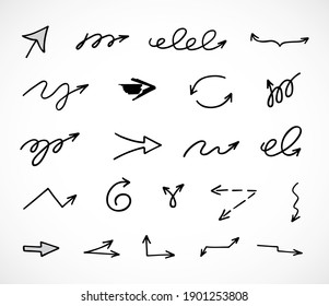 Vector set of hand-drawn arrows, elements for presentation