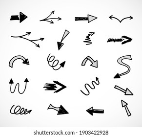 Vector set of hand-drawn arrows, elements for presentation