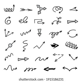 Vector set of hand-drawn arrows, elements for presentation