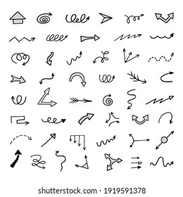 Vector set of hand-drawn arrows, elements for presentation