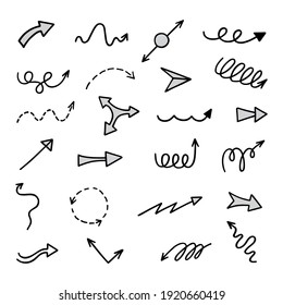 Vector set of hand-drawn arrows, elements for presentation