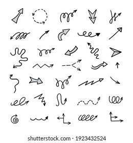 Vector set of hand-drawn arrows, elements for presentation