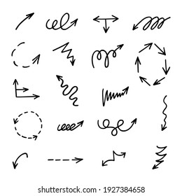 Vector set of hand-drawn arrows, elements for presentation