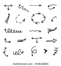 Vector set of hand-drawn arrows, elements for presentation