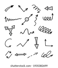 Vector set of hand-drawn arrows, elements for presentation
