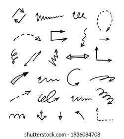 Vector set of hand-drawn arrows, elements for presentation