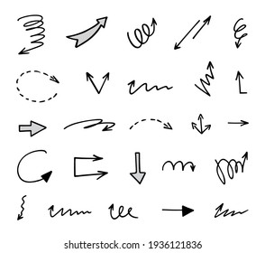 Vector set of hand-drawn arrows, elements for presentation