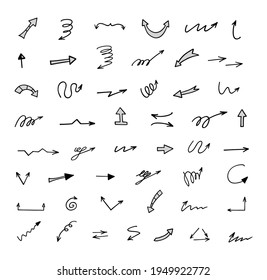 Vector set of hand-drawn arrows, elements for presentation