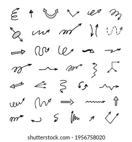 Vector set of hand-drawn arrows, elements for presentation