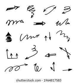 Vector set of hand-drawn arrows, elements for presentation