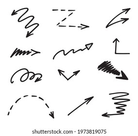 Vector set of hand-drawn arrows, elements for presentation