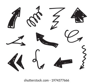 Vector set of hand-drawn arrows, elements for presentation