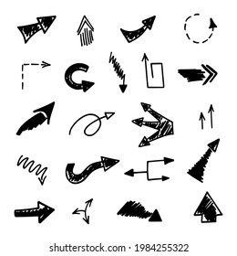 Vector set of hand-drawn arrows, elements for presentation
