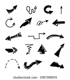 Vector set of hand-drawn arrows, elements for presentation