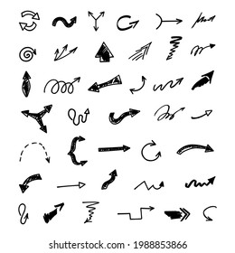 Vector set of hand-drawn arrows, elements for presentation