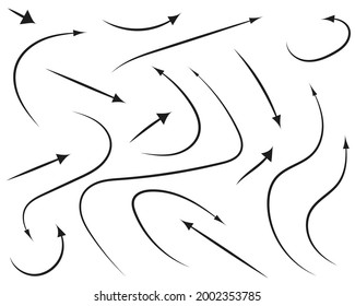 Vector set of hand-drawn arrows, elements for presentation on white background