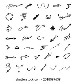 Vector set of hand-drawn arrows, elements for presentation