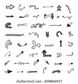 Vector set of hand-drawn arrows, elements for presentation