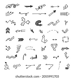 Vector set of hand-drawn arrows, elements for presentation
