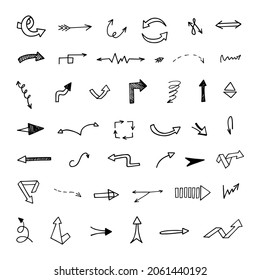 Vector set of hand-drawn arrows, elements for presentation
