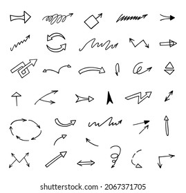 Vector set of hand-drawn arrows, elements for presentation