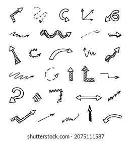 Vector set of hand-drawn arrows, elements for presentation