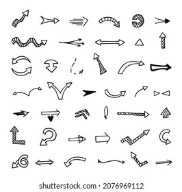 Vector set of hand-drawn arrows, elements for presentation