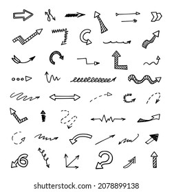 Vector set of hand-drawn arrows, elements for presentation