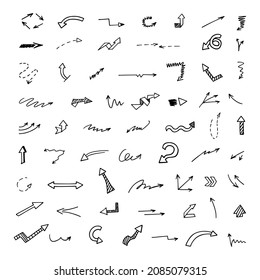 Vector set of hand-drawn arrows, elements for presentation