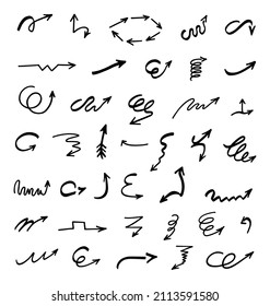 Vector set of hand-drawn arrows, elements for presentation