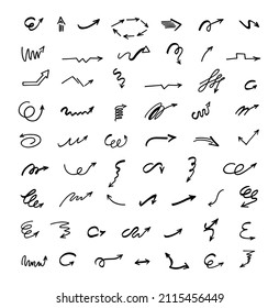 Vector set of hand-drawn arrows, elements for presentation
